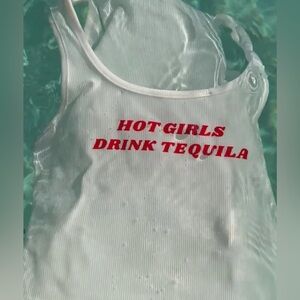 White Tank Top with Red Text